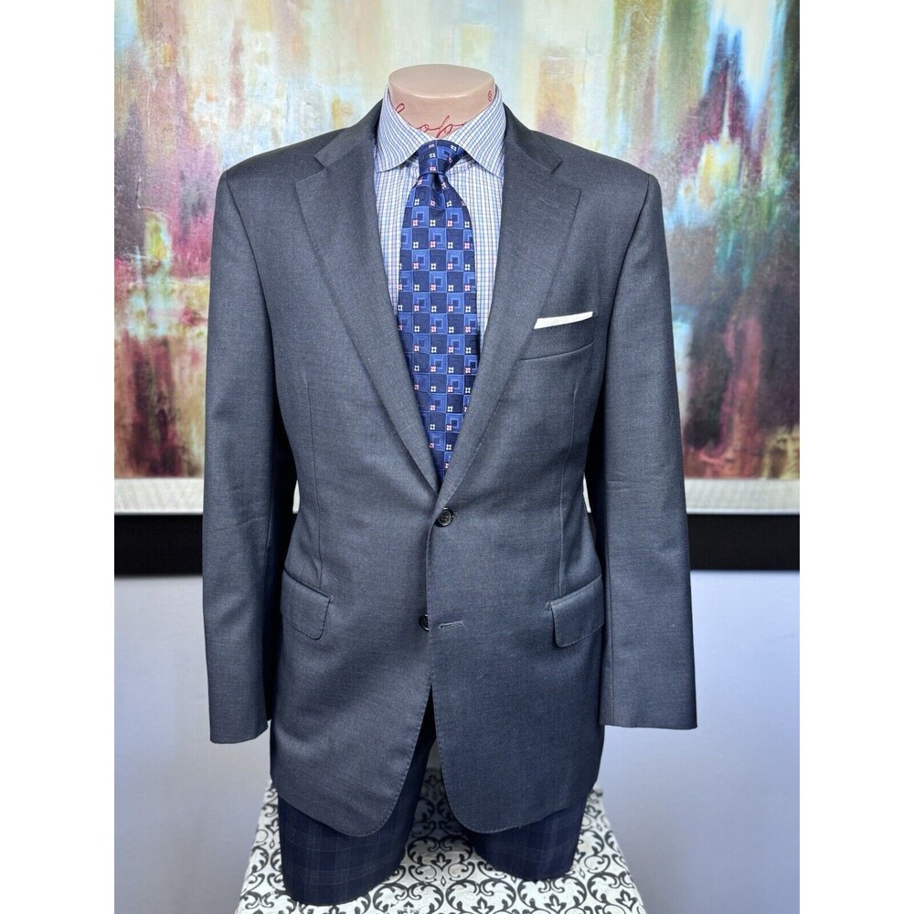 Hickey Freeman Mens Traveler Edition Gray Garbadine Blazer 42R Slim MSRP $995
